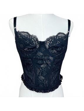 Oscar de la Renta Black Lace Corset Vintage Size US Small
